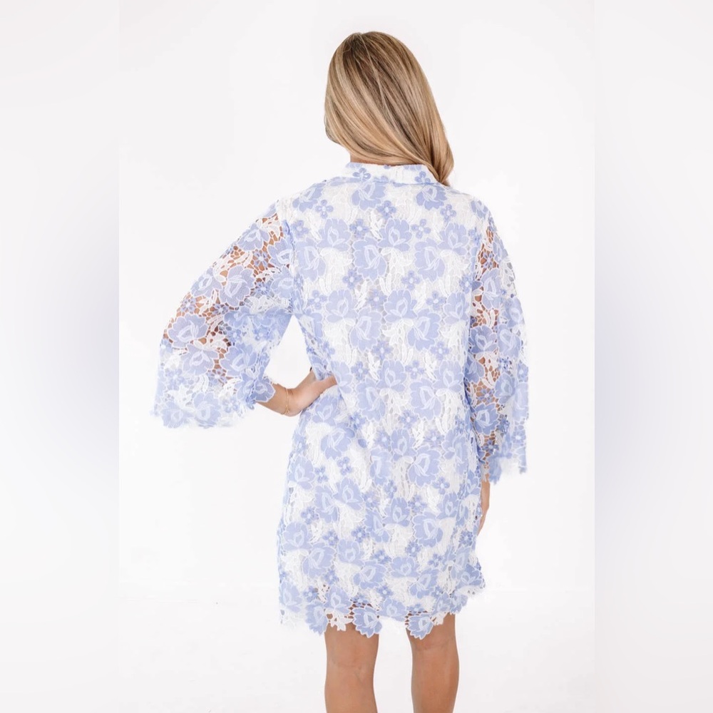 NWT J.Marie Maggie Floral Lace Split V-Neck Long Sleeve Shift Dress Sz S - Picture 3 of 12